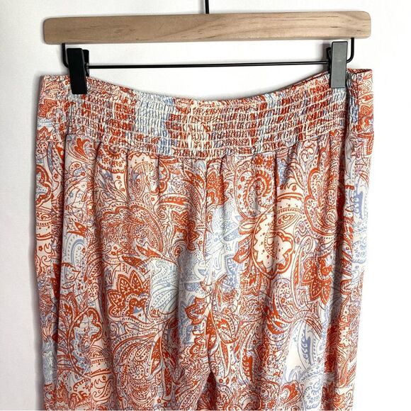 Lord & Taylor Design Lab Orange Blue White Flare Pants Medium Retro - Picture 4 of 14